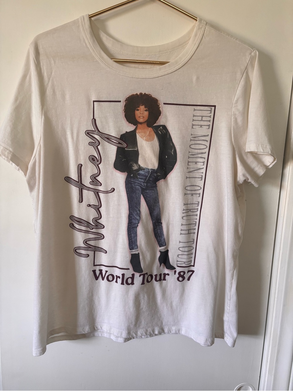 Vintage Whitney World Tour '87 Graphic White Women's Tee XXL